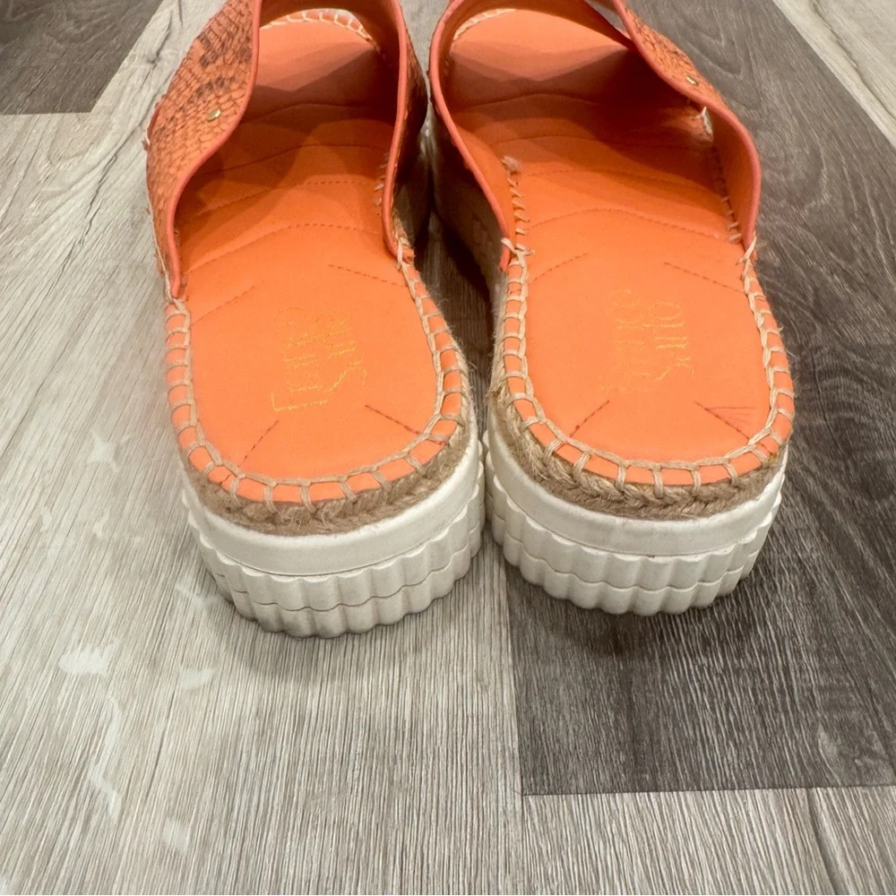 Franco Sarto Birch Slide Sandals Womens 10M Leather Espadrille Snakeskin Chunky